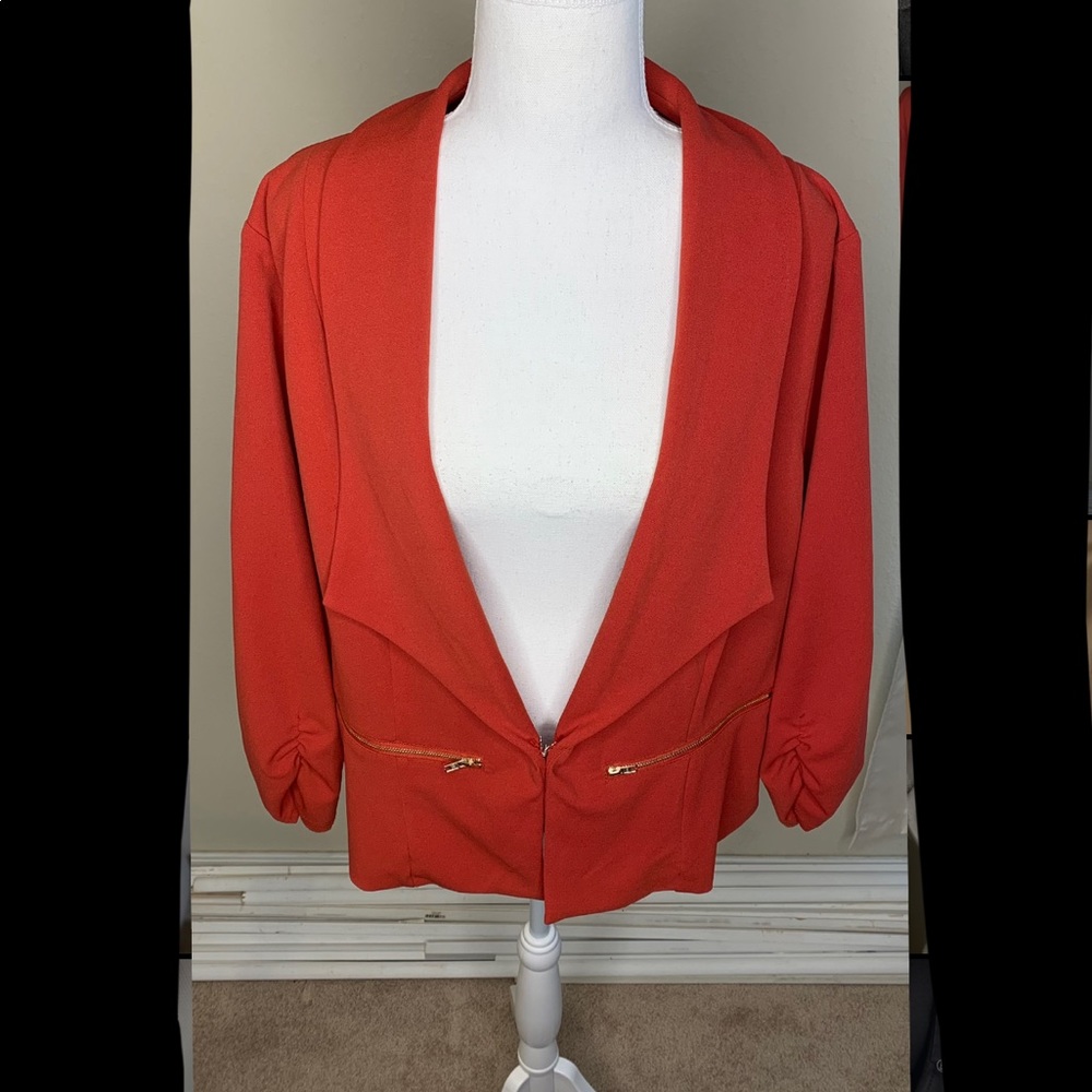 FASHION TO FIGURE: Orange Blazer Jacket - Hook & Eye Closure (FTF) 🦆